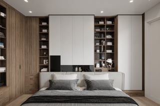 Raw photo,Masterpiece, high quality, best quality, authentic, super detail,
indoors, interior , ((bedroom :1.3)) cabinet, modern style, daylight, (WHITE WALL),Modern