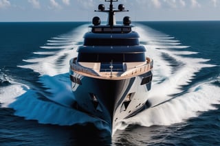 RAW photograph of mega yacht in Miami, cool, asthetic, ,full yacht in frame, full yacht in picture, highly detaited, 8k, 1000mp,ultra sharp, master peice, realistic, detailed exterior, 4k body, 4k detailed, beautiful lighting, 