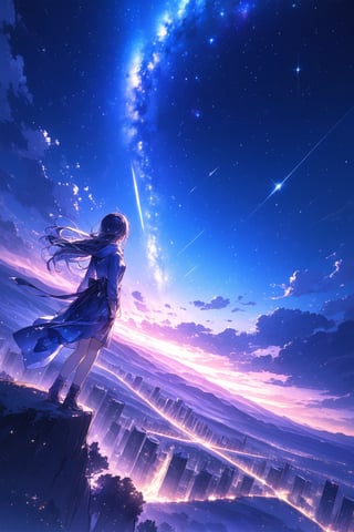 //quality, (masterpiece:1.3), (detailed), ((,best quality,)),//, background,galaxy,light_particles, milky way, shooting_star,night,starry_night,scenery,cityscape,from_above,aerial_view, landscape,no humans