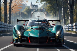 (ultra-detailed, best quality, masterpiece, photo-realistic, 8K wallpaper),dreamy and gothic fantastic atmosphere,pretty girl drive a car in green hell,beautiful formula car on the road,It has a lot of winglets,slanted headlights,light on,light on,(Racing car is red with white line decoration.A car with fantasic armored decoration,A winding road with height differences,(front view:1.2),high color
BREAK
(A castle can be seen beyond the deep forest,dark night,light up),ASURADA_GSX,xsty