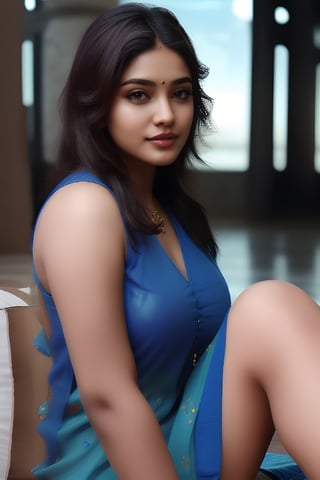 Indian girl (Anushka Shetty, Samantha Ruth Prabhu:1.3) , age 35, realistic body skin, photorealistic,Indian,(((face don't change))),c:,lipstick,(masterpiece, top quality, best quality, official art, beautiful and aesthetic:1.2), (beautiful woman inblack tank top and short showing her naval,Realistic photo