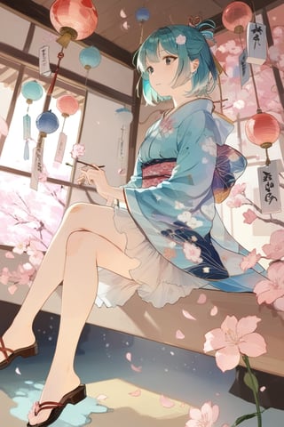 1girl, japanese wind chime ,room,sitting,
masterpiece, best quality, aesthetic,