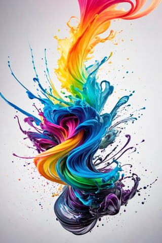 A swirling tornado of many bright ink colors