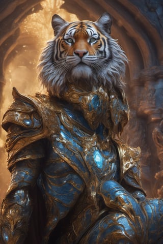 "tiger-like fenris crown prince handsome male humanoid character furry body sleek hero, victory dynamic pose shot, regal ornate enchanted bismuth armor”, photo award winner, detailed anime 3D painting, saturated jewel hues, epic rococo D&D fantasy castles sunrise godlike aura, art nouveau elaborate poster, chiaroscuro, 8K, UHD, perfecteyes, photo r3al, Masterpiece, more detail XL, DonMG414XL, Movie Still, ,glitter
