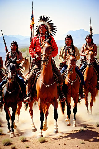 An Apache war party on horseback