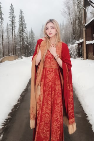 lovely  cute  young  attractive  indian  teenage  girl  in  a  pretty foreign dress,  23  years  old  ,  cute  ,  an  Instagram  model  ,  long  blonde_hair  ,  winter  ,  on the road  .  ,  „  Indian ,Jiang Shu Ying