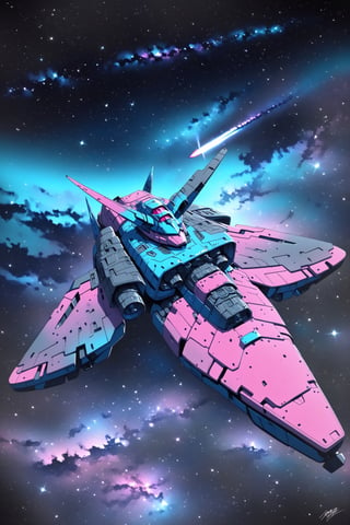 Gundam.Vidar, moth, gray purple cyan magenta, black starry sky background, graffiti 