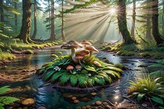 Forest, swamp, Mushrooms, Ray Tracing, God Light, Grass, Flower, Tree, Realistic Photo, 4K, Detailed Image,

dynamic background, 8k resolution, masterpiece, best quality, Photorealistic, ultra-high resolution, photographic light, sunbeams, best quality, best resolution, cinematic lighting, Hyper detailed, Hyper realistic, masterpiece, atmospheric, high resolution, vibrant, dynamic studio lighting.,island