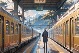 Masterpiece, top quality, 1 boy, silver hair and handsome, standing at the ticket gate of a train station. He is looking at his phone while glancing towards the platform, waiting for his beloved. The scene should depict a bustling train station filled with a sense of happiness and anticipation.


Train station in Taiwan, dynamic, highly detailed, concept art, smooth, sharp focus.