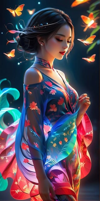 (1girl, medium breast, off-shoulder yukata, bashful, in love, drunk, fireflies in background, alluring smile, beautiful small hands, photo of perfecteyes eyes), masterpiece, best quality, high resolution, UHD, realism, realistic, depth of field, wide view, raytraced, full length body, mystical, luminous, translucent, beautiful, stunning, a mythical being exuding energy, textures, breathtaking beauty, pure perfection, with a divine presence, unforgettable, and impressive.