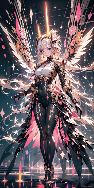 (1girl, standing on the Milky Way, looking into the distance, dressed in tulle, wings on her back made of neon light, comet), masterpiece, HDR, depth of field, wide view, raytraced, full length body, unreal, mystical, luminous, surreal, high resolution, sharp details, translucent, beautiful, stunning, a mythical being exuding energy, textures, breathtaking beauty, pure perfection, with a divine presence, unforgettable, and impressive.