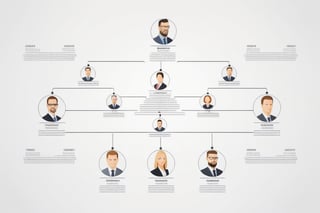 HR hierarchical organizational chart on white background