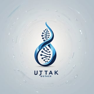 Create a logo for a futuristic biotech company named 'Jutarek Biotech Unlimited.' The logo should have a sleek, modern design with elements that suggest advanced genetics and biotechnology. Incorporate a DNA double helix or a stylized cell structure. The color scheme should be cool and professional, using shades of blue, silver, and white. The logo should convey innovation, science, and cutting-edge technology, and include the company's name in a clean, futuristic font. LOGO