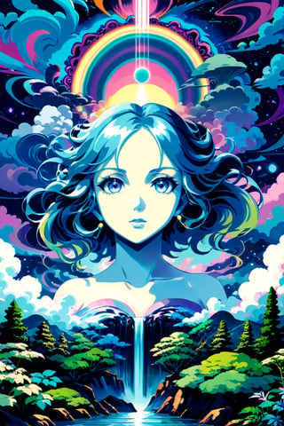 masterpiece, best quality, psychedelic illustraition.,(anime)