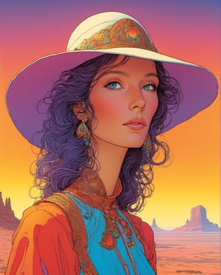Moebius (Jean Giraud) Style - A picture by Jean Giraud Moebius, ((masterpiece)), ((best quality)), (masterpiece, highest quality), A girl, liquid, picture frames, (colourful background), vibrant colours, extremely detailed, 8k, extremely detailed, high quality, highly detailed, trending on ArtStation,, upper body style by Moebius