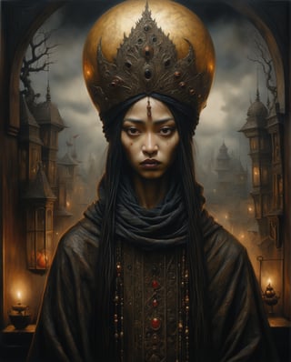 Masterpiece, best quality, hi res, 8k, hi res, 8k, award winning , (sharp focus, intricate, highly detailed)  , Orientalism dark fantasy Art.,  masterpiece, realism, cinemascope, moody, epic, gorgeous, unsettling, highly detailed, dim light, 

in the style of esao andrews
