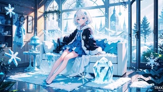 masterpiece,best quality,1girl,loli,Traptrix,snowflake,white hair,Tattoos,Ice sculpture, colors