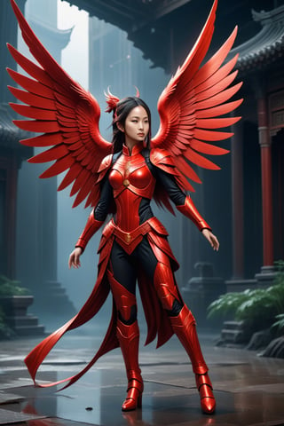 (((iconic,futuristic-sci-fi but extremely beautiful),  pea red)
(((intricate details, masterpiece, best quality)))
(((Wide angle, full body shot, profile view)))
(((dynamic pose, looking at viewer))) 
Chinese girl,1girl,Seraphim