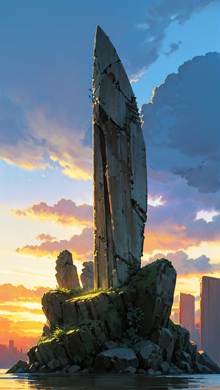 top-quality,Ray traching,ghibli artstyle,Anime landscape concept art,The sky thunders and lightning,Multiple islands,Standing on Behemoth Island overlooking the distance,Huge stone statues of animal bones on the island,Island background, 16K HD wallpaper,cushart, concept world art, Anime landscape, detailed scenic view , anime landscape wallpapers,Anime fantasy artwork, offcial art, Anime background art, gigantic landscape!, final fantasy vll world concept

