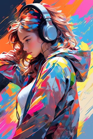 ((masterpiece,best quality)), high res, HD, illustration, solo female, random color, random pose, complex color,girl with headphones,
perfect anatomy, comic style, oversize clothing ,Sexy Pose,perfect
