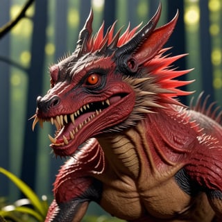 8k close-up portrait Chupacabra, Bloodsuckink creature, highly detailed dramatic lighting, forest in the background, ultra-realistic,<lora:659095807385103906:1.0>
