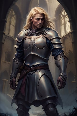 medieval knight with blonde hair
