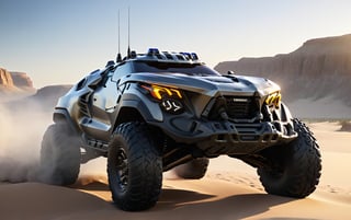 Masterpiece, 4k, High Resolution, Octane Render, Unreal Engine 5, Award Winning, Dramatic Lighting, Intricate, 8k Highly Professional Detail, HDR, Smooth, Sharp Focus, Illustration, Unreal Engine 5, Octane Render, Cinematic Light, dynamic volumetric lighting, Off-road suspension,baja, Armored vehicle,suv, all-terrain vehicle, concept, science fiction, (f150:0.2),oshkosh m-atv jltv,humvee, Knight XV ,future,c_car,JB64,TechStreetwear,ROBOT,exosuit,mecha\(hubggirl)\