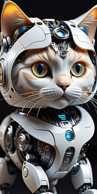 ((best quality)), ((masterpiece)), ((ultra-detailed)), extremely detailed CG, (illustration), ((detailed light)), (beautiful detailed robotic cat ),Leonardo Style,more detail XL