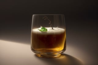 masterpiece, best quality, photography advertising of a glass of whiskey , 1 Round  Tumbler, myphamhoahong photo, flower,,leaf, branch, petals, plant, gradient, garden, realistic, cold theme, scenery, shadow, still life ,perfect light,Cosmetic,glowing gold,inviting you to take a sip and savor its refreshing taste.