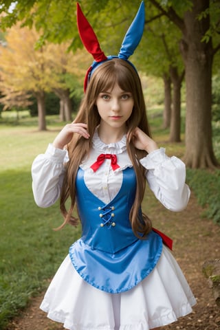 young woman, Alice in wonderland cosplay, professional photoshoot