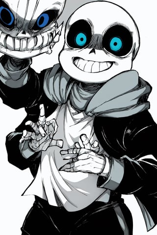 ink sans_(underverse),ink sans ,a relaxed smile on his face,