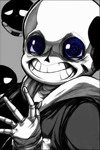 ink sans _(undertale),a relaxed smile on his face, 