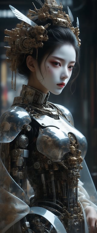 breathtaking ethereal RAW photo of female (A Robot Geisha with a(( High Gloss )),((white Plastic face)) and Body.Cyborg,Girl,Android


 )), dark and moody style, perfect face, outstretched perfect hands . masterpiece, professional, award-winning, intricate details, ultra high detailed, 64k, dramatic light, volumetric light, dynamic lighting, Epic, splash art .. ), by james jean $, roby dwi antono $, ross tran $. francis bacon $, michal mraz $, adrian ghenie $, petra cortright $, gerhard richter $, takato yamamoto $, ashley wood, tense atmospheric, , , , sooyaaa,IMGFIX,Comic Book-Style,Movie Aesthetic,action shot,photo r3al,bad quality image,oil painting, cinematic moviemaker style,Japan Vibes,H effect,koh_yunjung ,koh_yunjung,kwon-nara,sooyaaa,colorful,bones,skulls,armor,han-hyoju-xl
,DonMn1ghtm4reXL, ct-fujiii,ct-jeniiii, ct-goeuun,mad-cyberspace,FuturEvoLab-mecha,cinematic_grain_of_film,a frame of a animated film of,score_9,3D,style akirafilm,Wellington22A,cyborg style,ct-virtual
