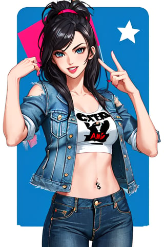 Bad and rebel girl having a good time in a party and posing so flirty, she is wearing a rebel and bad girl outfit with jeans and a denim jacket,girl,Megan fox 