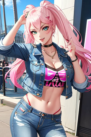 Bad and rebel girl having a good time in a party and posing so flirty, she is wearing a rebel and bad girl outfit with jeans and a denim jacket,girl,Megan fox ,alexabliss