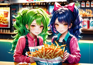 cute girlmix,enjoy fries,colorful hair