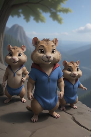 hamster,cel shading,The Chipmunks,musical,blue, on hill