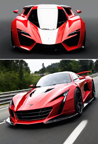 Make a realistic powerful red super car of modern time, fastest car in this world 