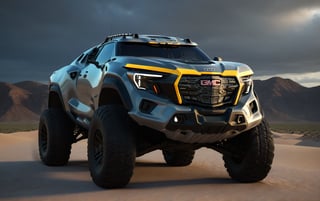 Masterpiece, 4k, High Resolution, Octane Render, Unreal Engine 5, Award Winning, Dramatic Lighting, Intricate, 8k Highly Professional Detail, HDR, Smooth, Sharp Focus, Illustration, Unreal Engine 5, Octane Render, Cinematic Light, dynamic volumetric lighting, Off-road suspension,baja, Armored vehicle,suv, all-terrain vehicle, concept, science fiction,gmc, Peterbilt 389,concept car,gmc,(f150:0.2),oshkosh m-atv jltv,humvee, Knight XV ,future,c_car,JB64,TechStreetwear,ROBOT,exosuit,LegendDarkFantasy, 3D SINGLE TEXT,HYPER REAL,mecha\(hubggirl)\,robot