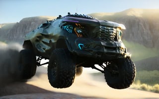 Masterpiece, 4k, High Resolution, Octane Render, Unreal Engine 5, Award Winning, Dramatic Lighting, Intricate, 8k Highly Professional Detail, HDR, Smooth, Sharp Focus, Illustration, Unreal Engine 5, Octane Render, Cinematic Light, dynamic volumetric lighting, Off-road suspension,baja, Armored vehicle,suv, all-terrain vehicle, concept, science fiction,gmc, Peterbilt 389,concept car,gmc,(f150:0.2),oshkosh m-atv jltv,humvee, Knight XV ,future,c_car,JB64,TechStreetwear,ROBOT,exosuit,LegendDarkFantasy, 3D SINGLE TEXT,HYPER REAL,mecha\(hubggirl)\