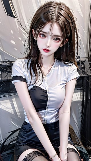 ((1girl)),kozuki hiyori, (3d rendering),(3d girl), ((solo)), Half body,slightly raised lips,deep red lipstick,Beautiful and delicate eyes,An extremely delicate and beautiful girl,cute, details, (Long straight hairs),((blue-green hair:0.8)),big eyes,( detailed beautiful eyes), ( detailed face), (extremely detailed CG, ultra-detailed, best shadow), ((depth of field)), (loses black shirt),flowers and petals,ffff,shiny oil pantyhose