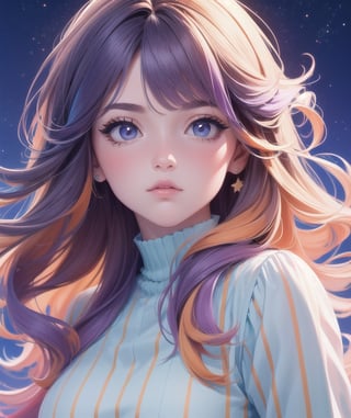 ((textures:1.3)), 1girl, face, best quality, absurdres, masterpiece, gradient background, beautiful, vivid colors,(ultra detailed perfect piece:1.2), illustration, masterpiece, (extremely detailed CG 8k), (very fine 8K CG),(1girl:1.2) middle hair, ((blue)) ((red)) ((purple)) ((orange)) ,( yellow) ( pink) ( white stripes ) 1girl, best quality, (((absurdres))), masterpiece, gradient background, beautiful, vivid colors,(ultra detailed perfect piece:1.2), illustration, masterpiece, (extremely detailed CG 8k), (very fine 8K CG),(1girl:1.2) middle hair, wavy hair, sparkling, stars, voie lactée, texture, pastel texture, (pastel:1.3) 