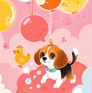 Fashion design, poster design, trend, graphic, pop style, beagle, chick, bubble text