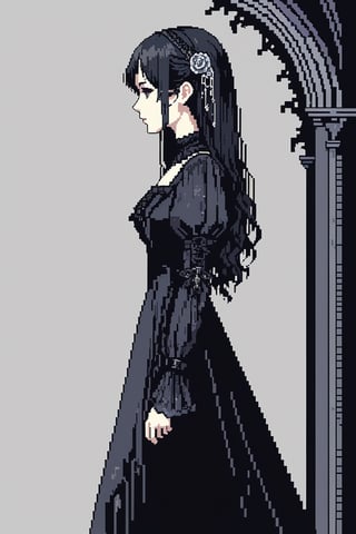 1girl, gothic dress, from side,
masterpiece, best quality, aethetic, illustration,pixel art, 