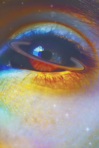 It generates a high-quality cinematic image, extreme details, ultra-definition, extreme realism, high-quality lighting, 16k UHD, a close-up eye that has a ring around the iris like the planet Saturn with a lot of brightness,perfecteyes eyes,redglitterstyle,Masterpiece,photo of perfecteyes eyes,xyzabcplanets