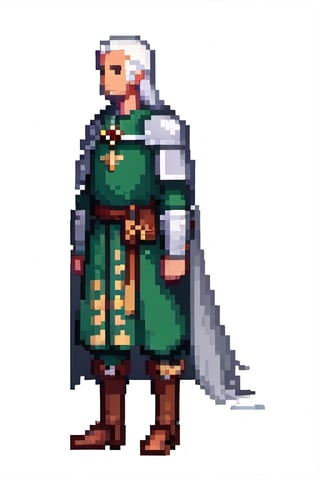 pixel art, full body of a medival soccerer with white hair, side view, minimalist, (pixel:0.8)