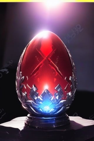 Easter egg, crystal egg, super detailed, glowing glare, branded warrior, overlord egg, red egg, eclipse in the background