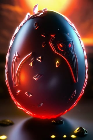 Easter egg, crystal egg, super detailed, glowing glare, branded warrior, overlord egg, red egg, eclipse in the background