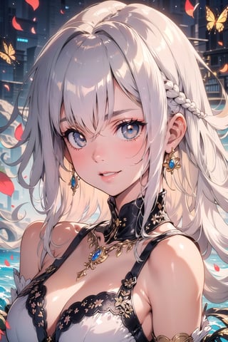 {{Full Length Shot(FLS),rim lightsbeautiful, anime,Fate,(paw pose)}},((ink)),(water color),bloom effect,((best quality)),((world masterpiece)),((illustration)),(white_hair),(gold_eye),(((1girl))),(beautiful detailed girl),golden_eye,((extremely_detailed_eyes_and_face)),long_hair,detailed,detailed_beautiful_grassland_with_petal,flower,butterfly,necklace,smile,petal,(silver_bracelet),(((surrounded_by_heavy_floating_petal_flow))),