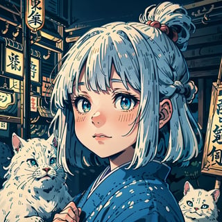 Ghibli anime style, "Spirited Away" style. A girl in a dark night market, with illuminated by warm lights. The whole atmosphere seems mysterious. (Cinematic lighting, ethereal light, intricate details, extremely detailed, incredible details, full colored), complex details, hyper maximalist, gorgeous light and shadow, detailed decoration, detailed lines. masterpiece, best quality, HDR, UHD, unreal engine. looking at the camera, fair skin, beautiful face, (beautiful eyes:1.5), perfect eyes, detailed eyes, beautiful nose, dim tones, Japanese art,A Traditional Japanese Art,Studio Ghibli,StdGBRedmAF